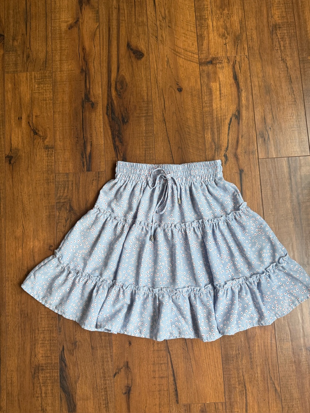 Princess Polly Women's Light Blue Floral Tiered Skirt